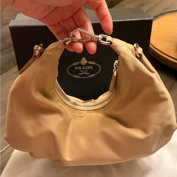 Prada Beige Shoulder Bag with Silver Chain, New - Picture 3 of 17